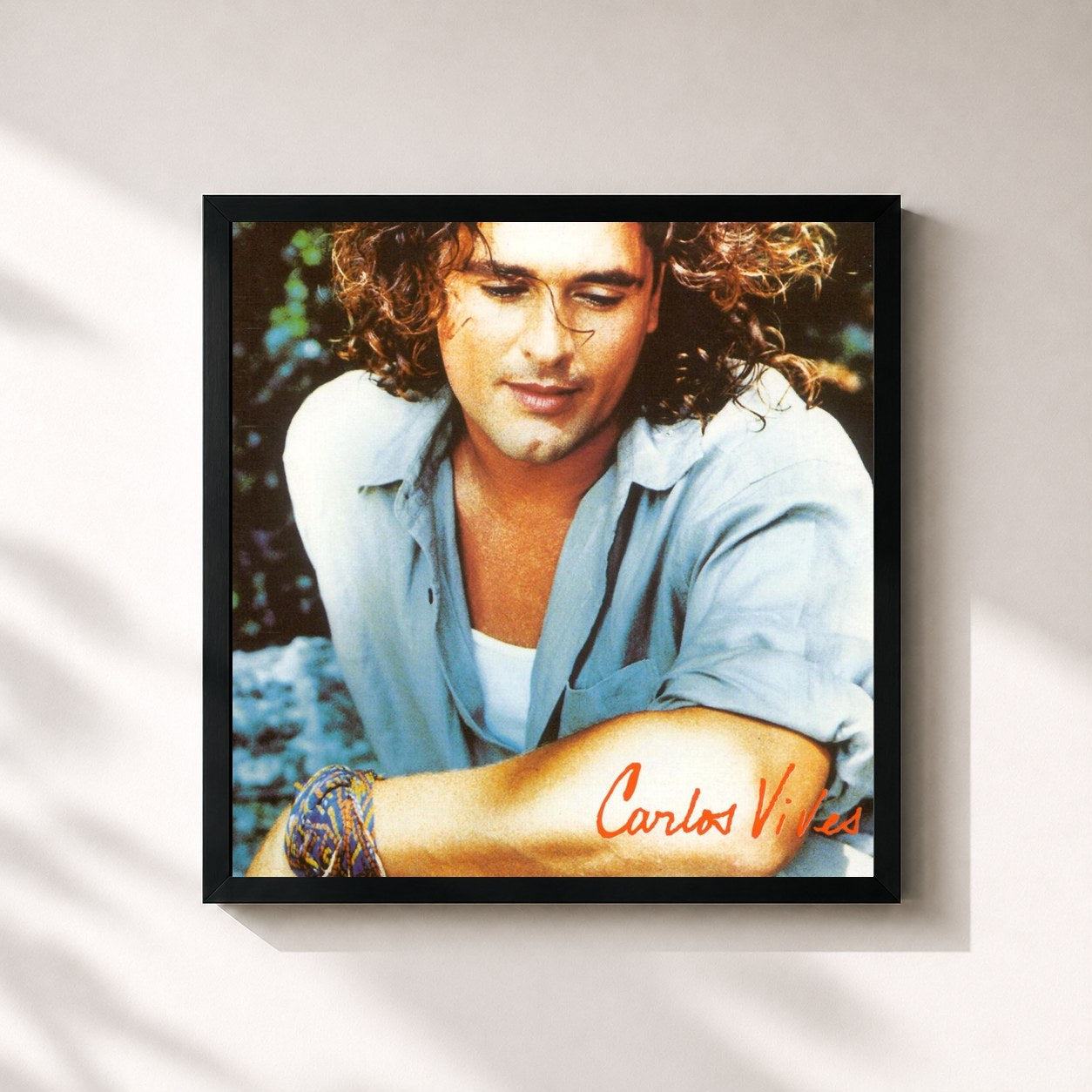#noir Tableau carré de l'album El Amor De Mi Tierra de Carlos Vives, cadre noir 32x32 cm