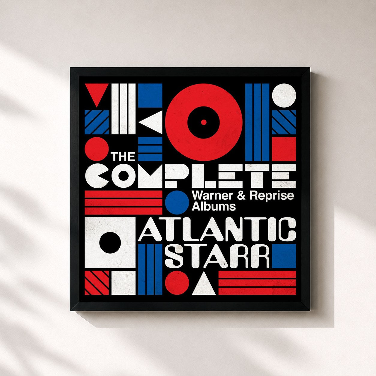 #noir Tableau carré de l'album The Complete Warner & Reprise Albums de Atlantic Starr, cadre noir 32x32 cm