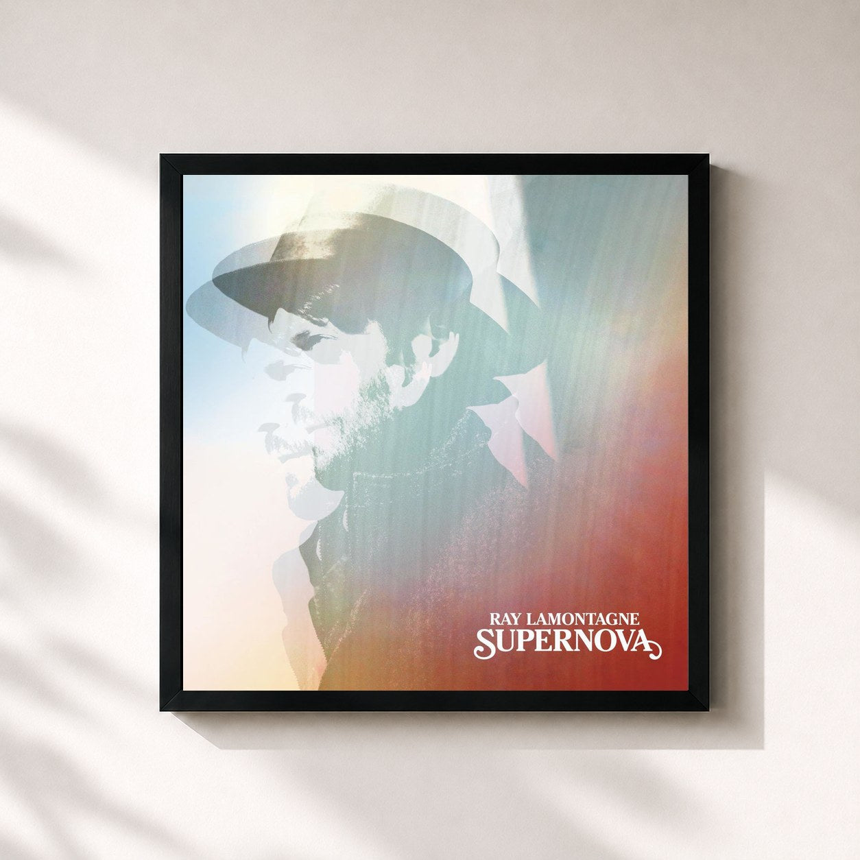 #noir Tableau carré de l'album Supernova de Ray LaMontagne, cadre noir 32x32 cm