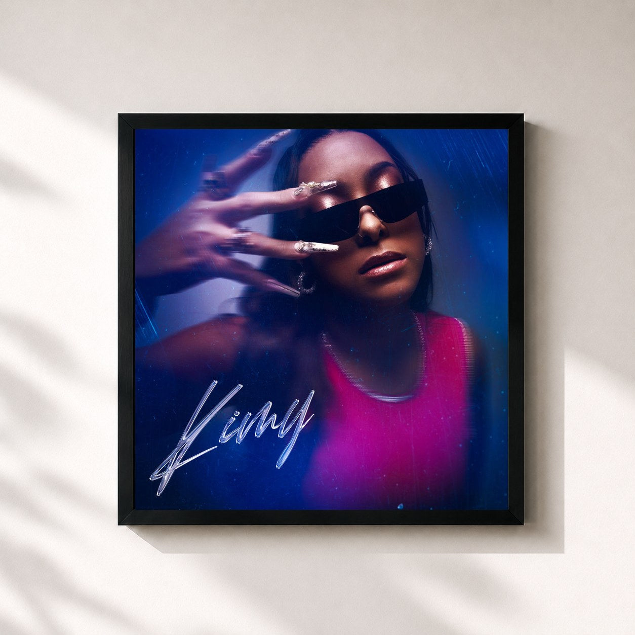 #noir Tableau carré de l'album Kimy de Kim, cadre noir 32x32 cm