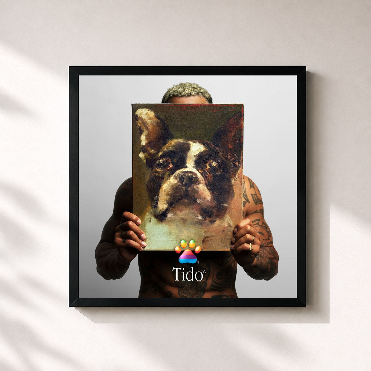 #noir Tableau carré de l'album Tido de Bizzey, cadre noir 32x32 cm