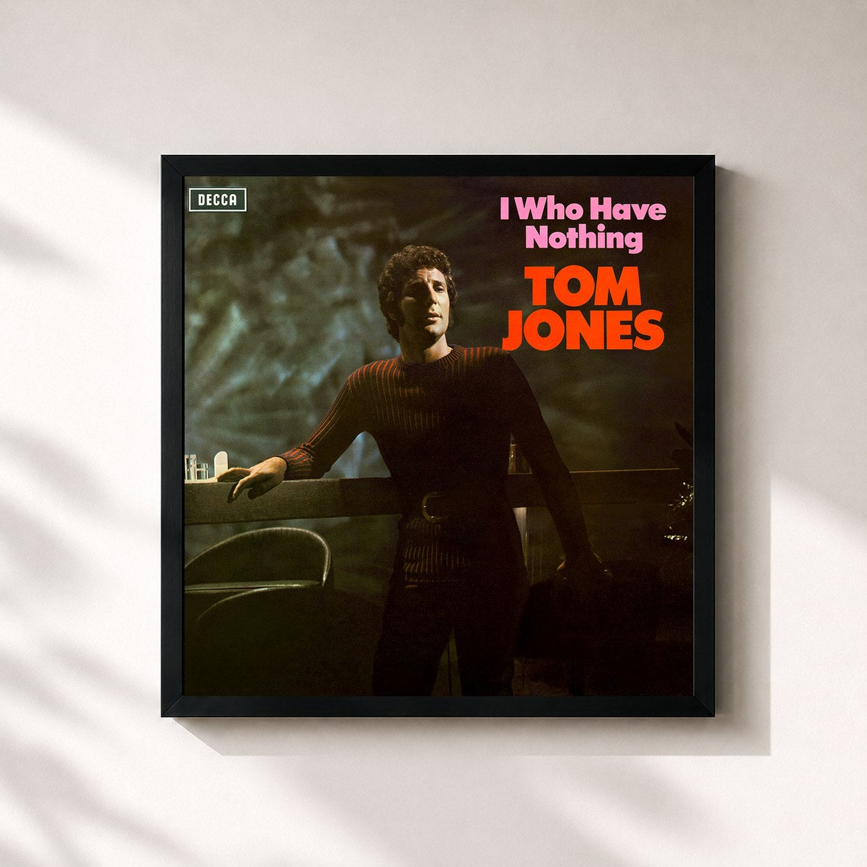 #noir Tableau carré de l'album I Who Have Nothing de Tom Jones, cadre noir 32x32 cm