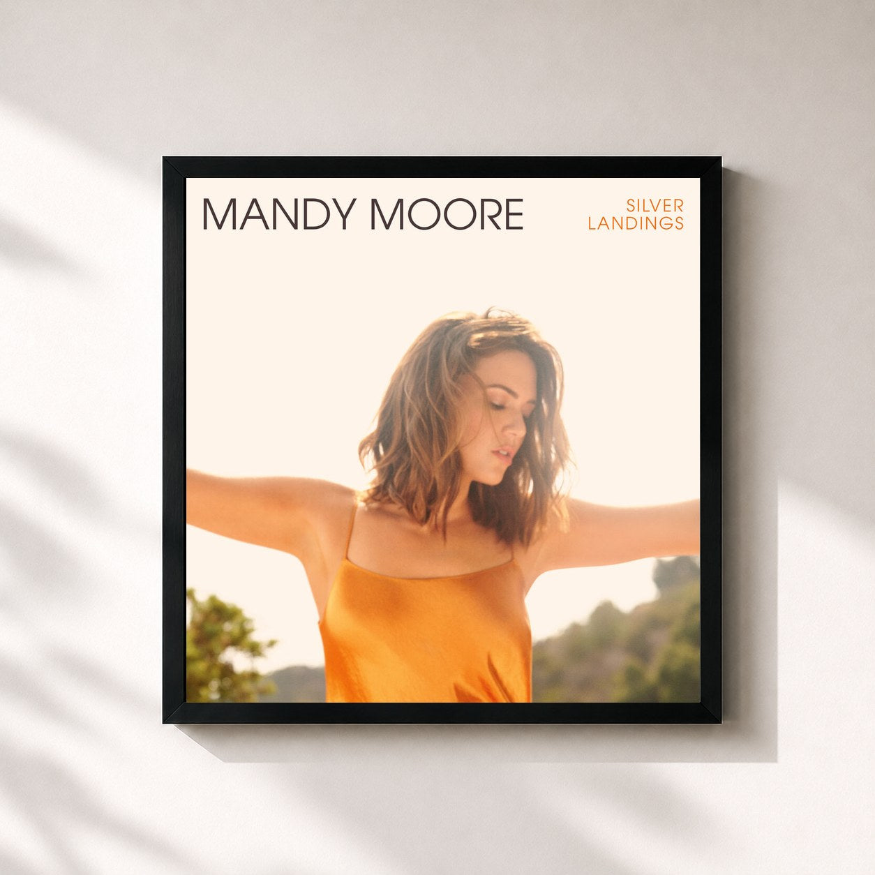 #noir Tableau carré de l'album Silver Landings de Mandy Moore, cadre noir 32x32 cm
