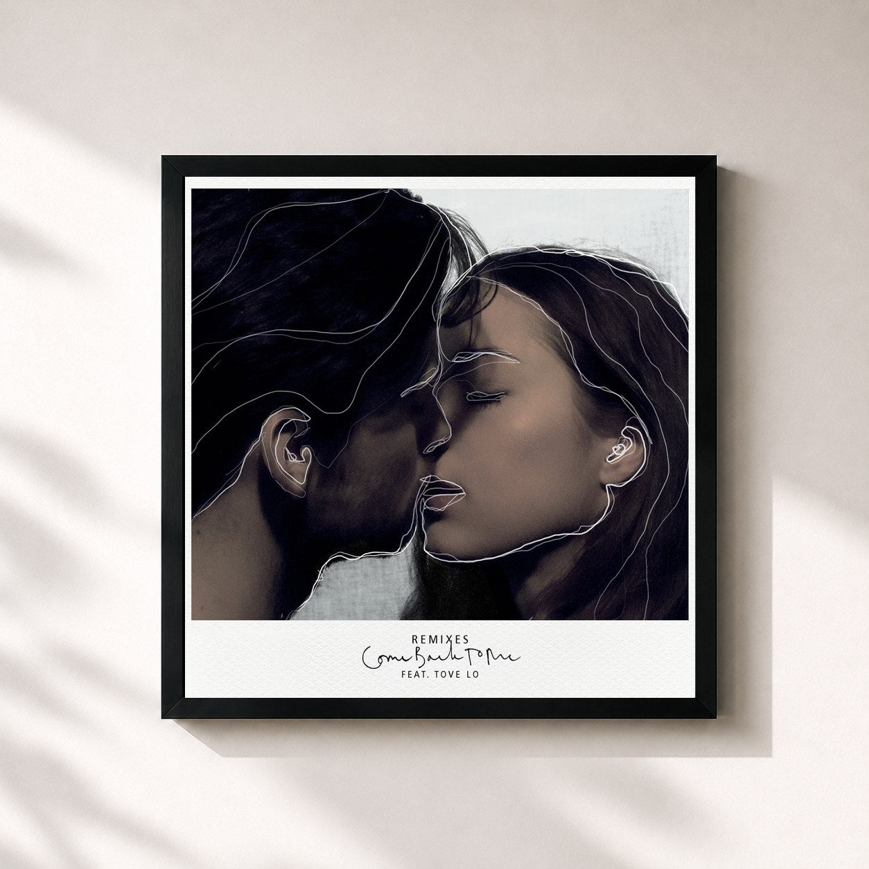#noir Tableau carré de l'album Come Back To Me (Remixes) de Urban Cone, cadre noir 32x32 cm