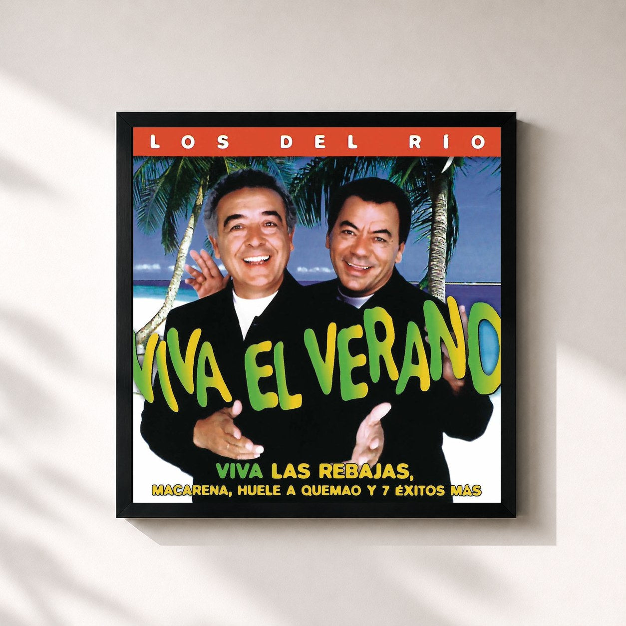 #noir Tableau carré de l'album Viva el Verano de Los Del Río, cadre noir 32x32 cm