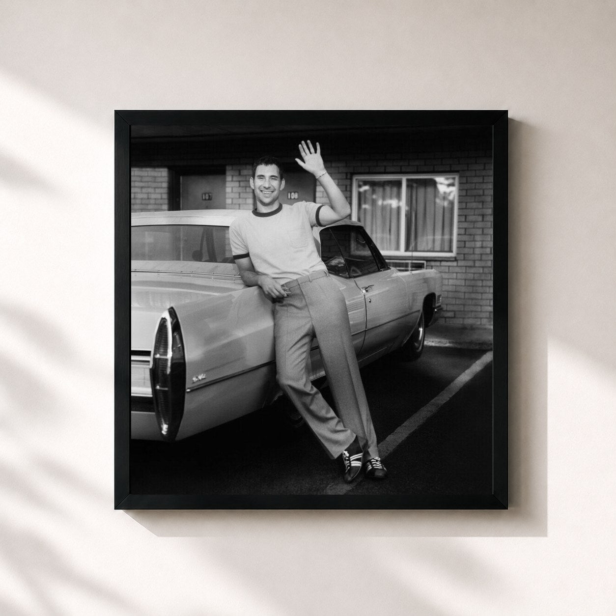 #noir Tableau carré de l'album Bleachers de Bleachers, cadre noir 32x32 cm