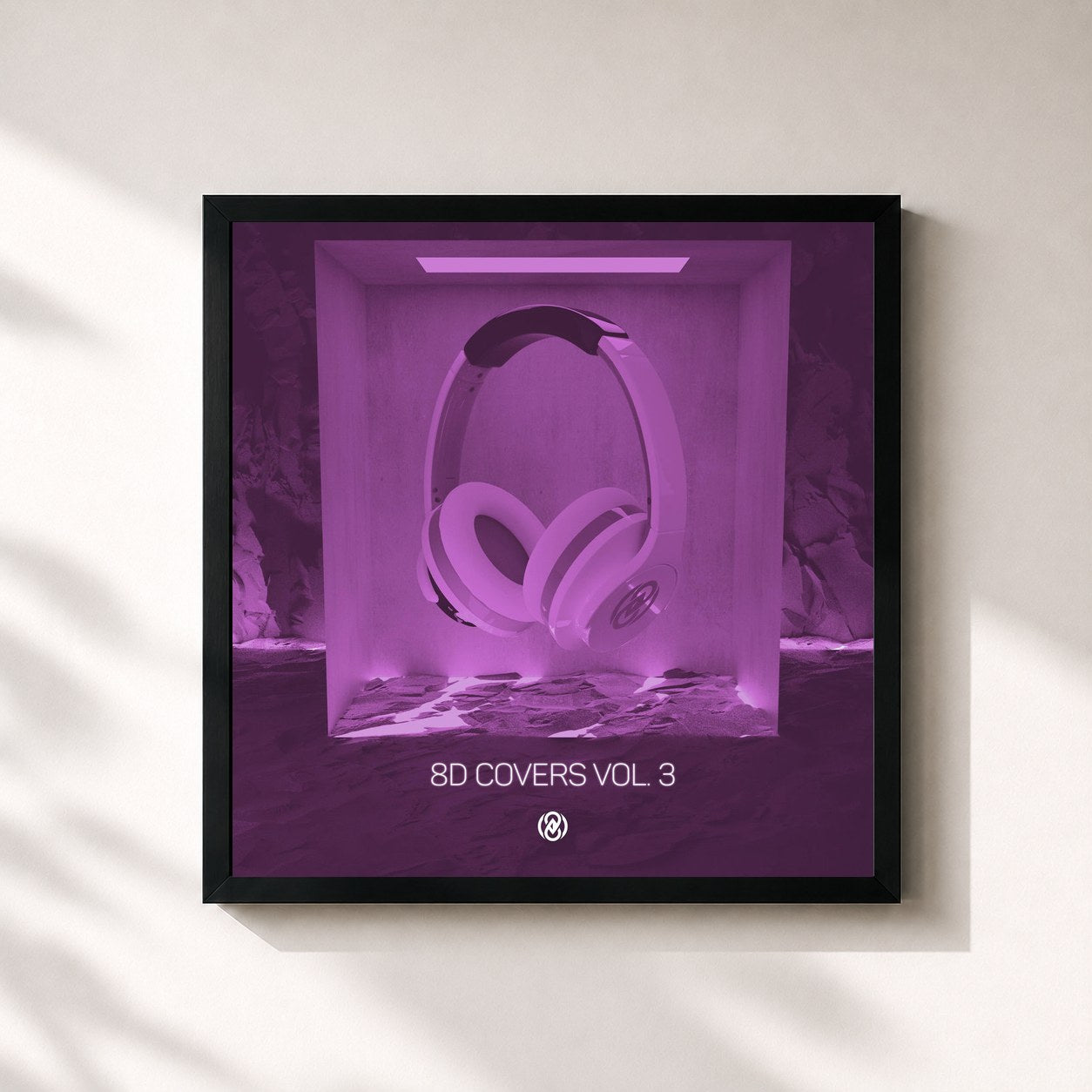 #noir Tableau carré de l'album 8D Covers Vol. 3 de 8D Tunes, cadre noir 32x32 cm