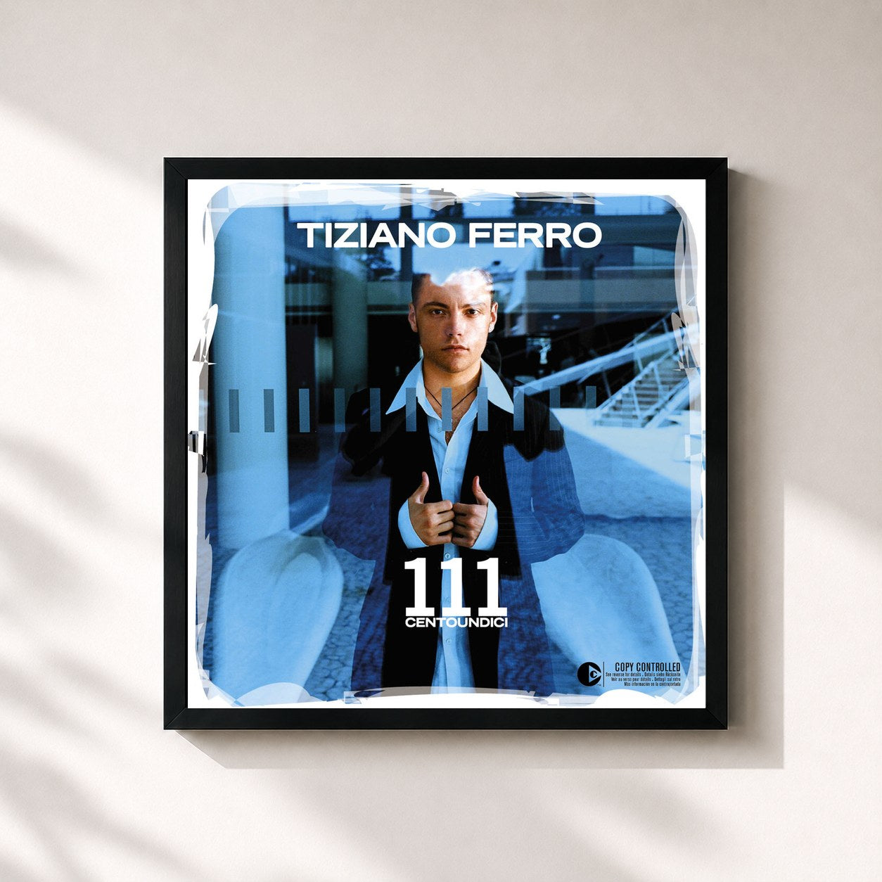 #noir Tableau carré de l'album 111 Centoundici de Tiziano Ferro, cadre noir 32x32 cm