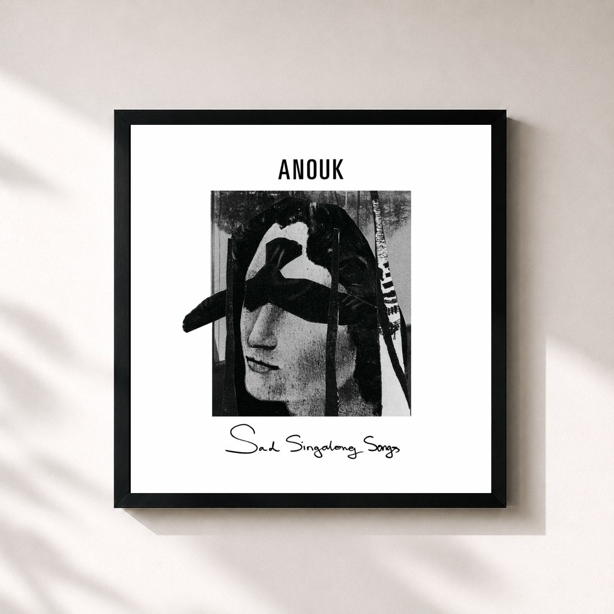 #noir Tableau carré de l'album Sad Singalong Songs de Anouk, cadre noir 32x32 cm