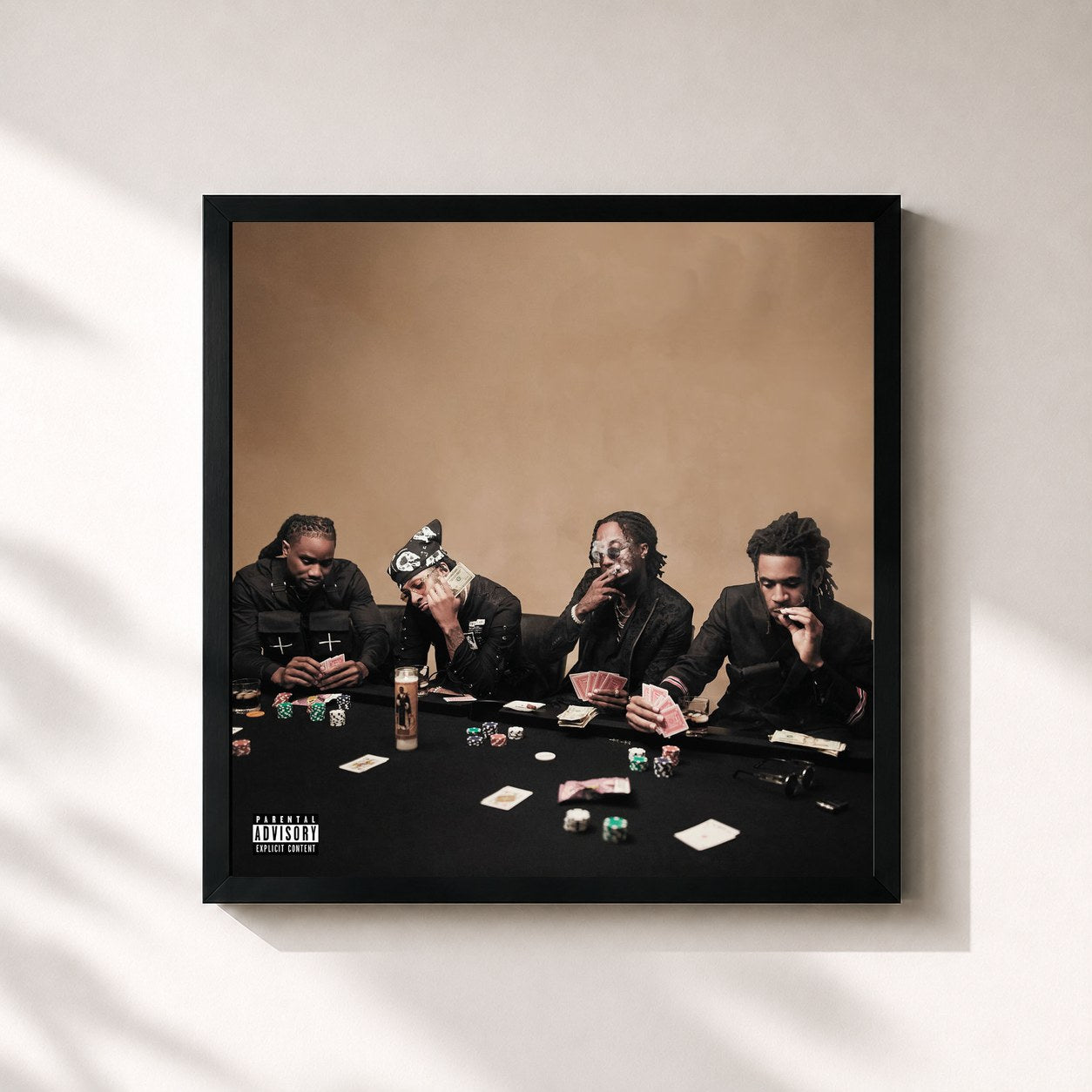 #noir Tableau carré de l'album RARE Sound de K Camp, cadre noir 32x32 cm