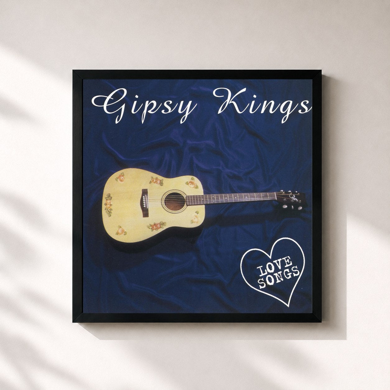 #noir Tableau carré de l'album Love Songs de Gipsy Kings, cadre noir 32x32 cm