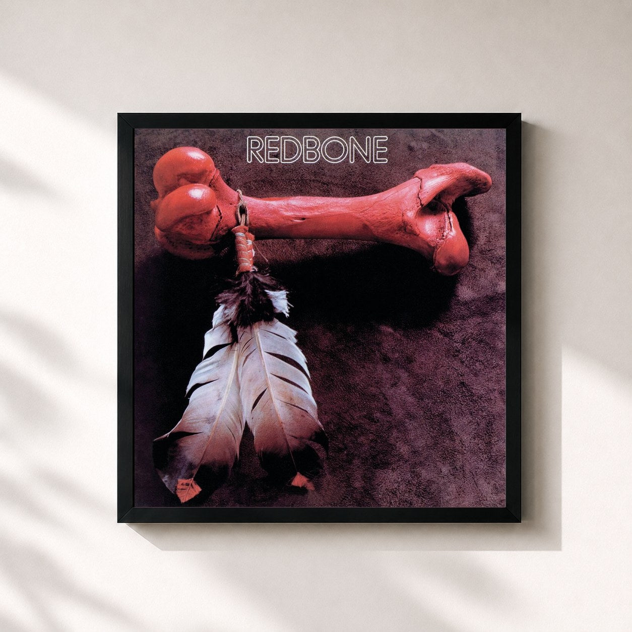 #noir Tableau carré de l'album Redbone de Redbone, cadre noir 32x32 cm