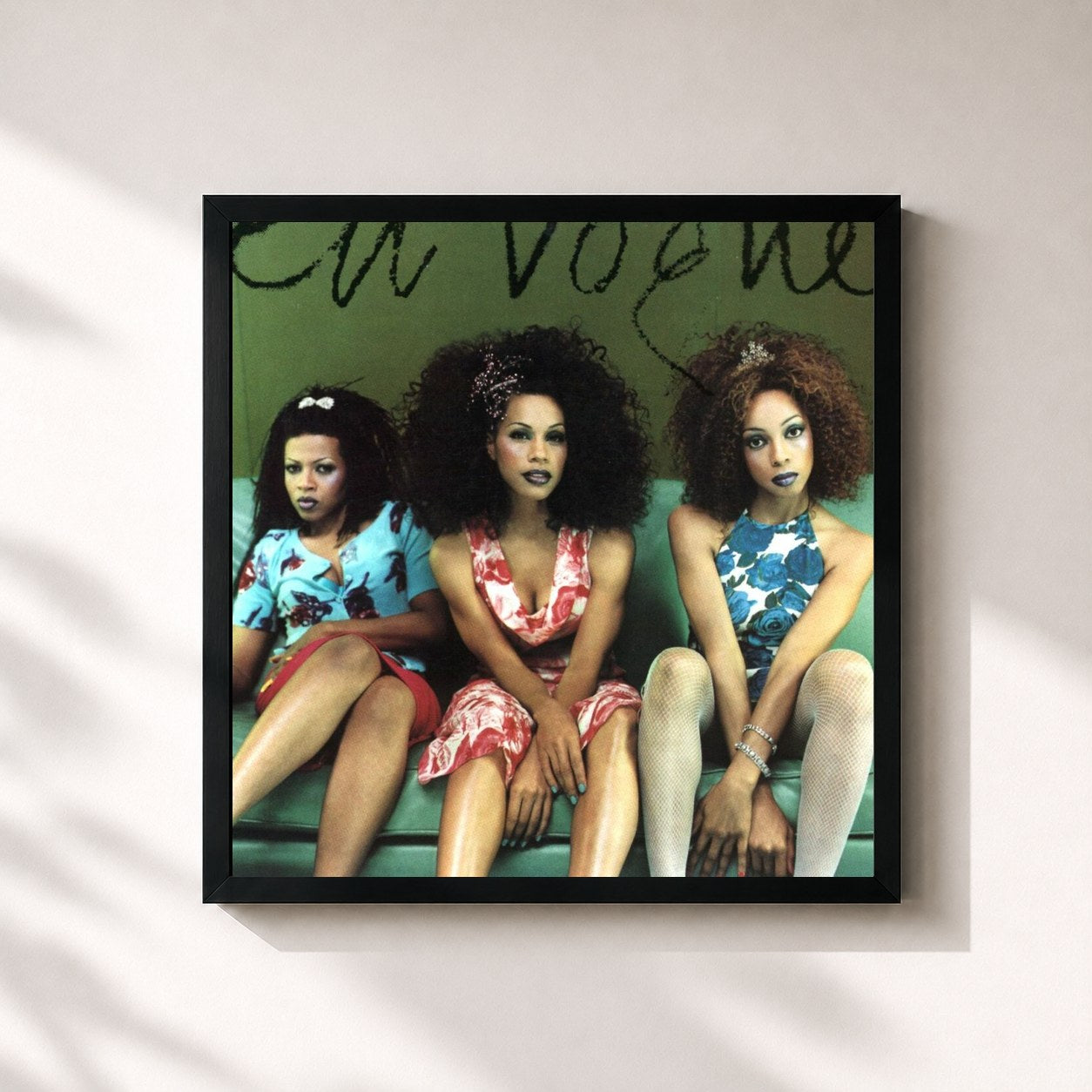 #noir Tableau carré de l'album EV3 de En Vogue, cadre noir 32x32 cm