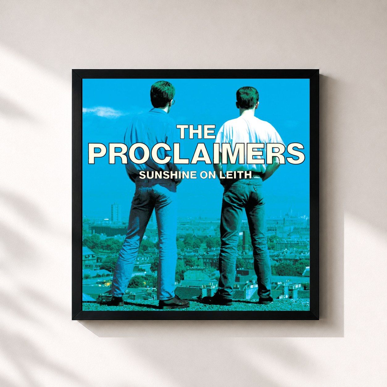 #noir Tableau carré de l'album Sunshine on Leith de The Proclaimers, cadre noir 32x32 cm