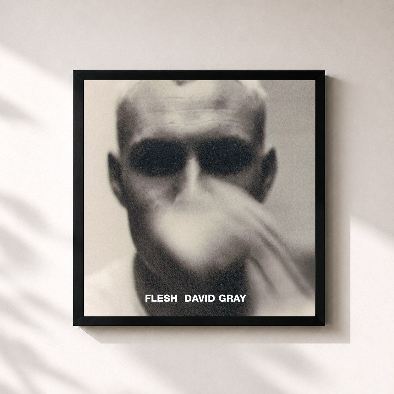 #noir Tableau carré de l'album Flesh de David Gray, cadre noir 32x32 cm