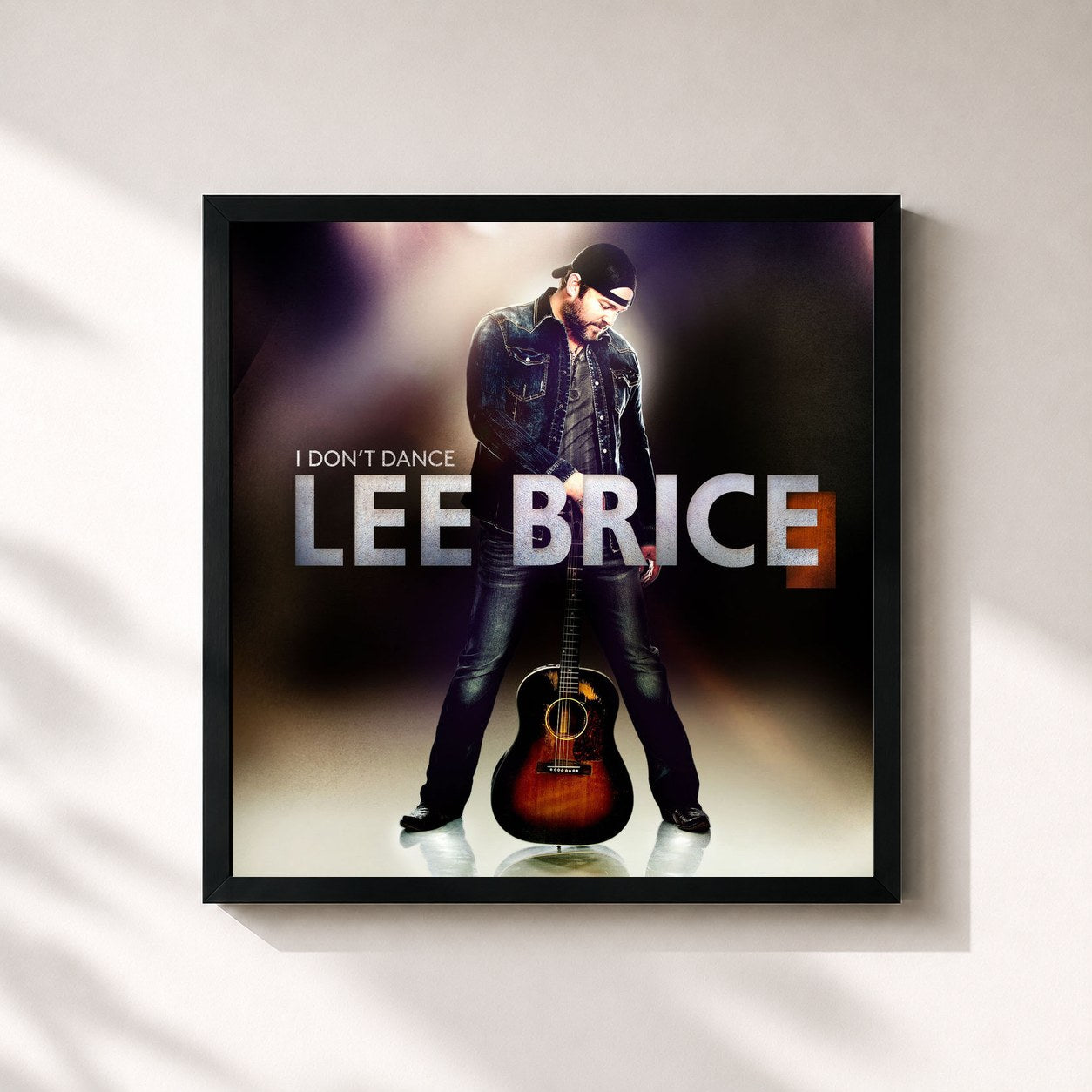 #noir Tableau carré de l'album I Don't Dance de Lee Brice, cadre noir 32x32 cm