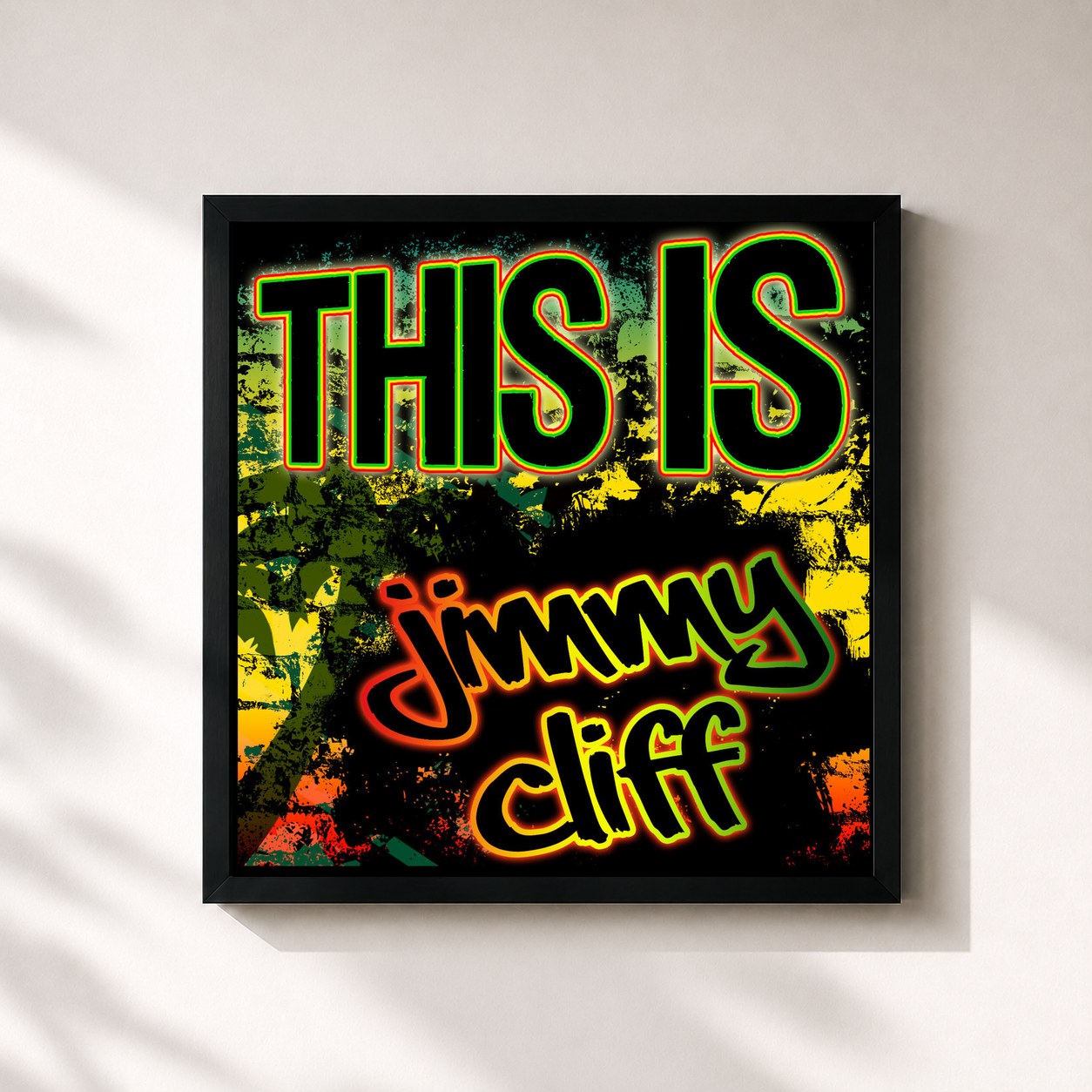 #noir Tableau carré de l'album This Is Jimmy Cliff de Jimmy Cliff, cadre noir 32x32 cm