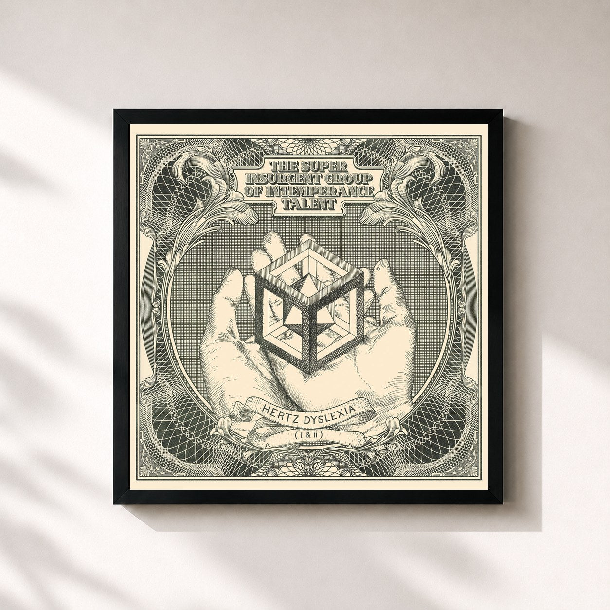 #noir Tableau carré de l'album Hertz Dyslexia I & II de The SIGIT, cadre noir 32x32 cm