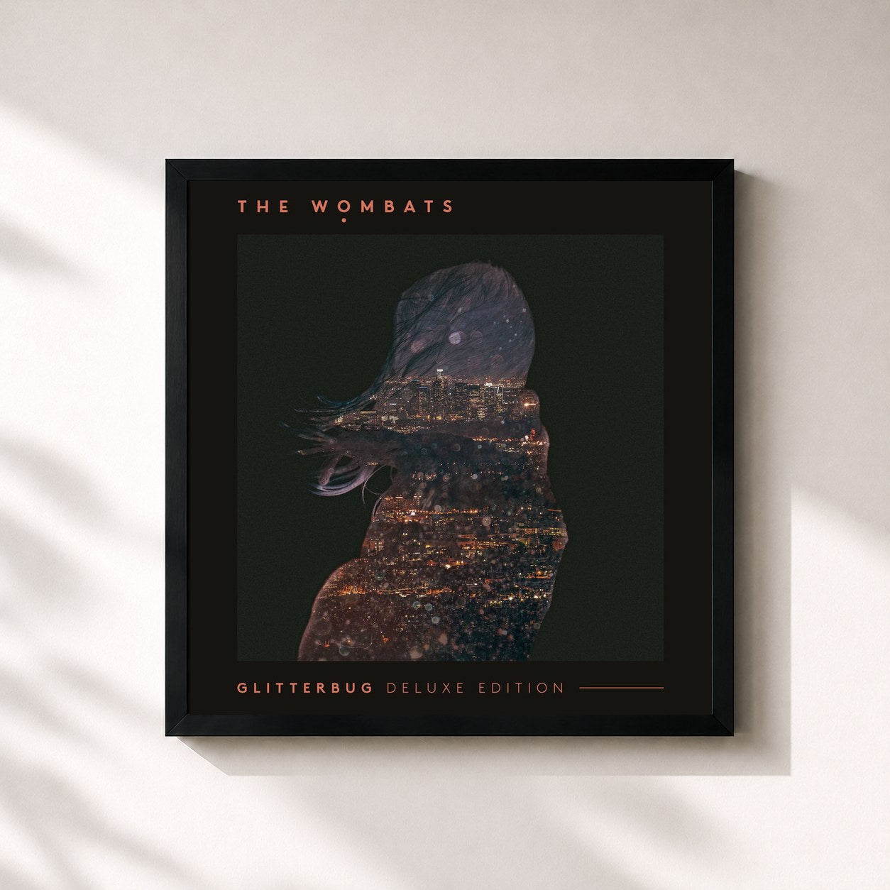 #noir Tableau carré de l'album Glitterbug de The Wombats, cadre noir 32x32 cm