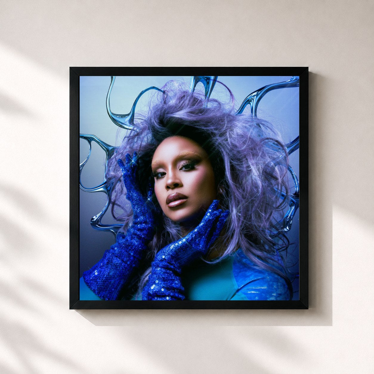 #noir Tableau carré de l'album Body Work (Instrumentals) de LION BABE, cadre noir 32x32 cm