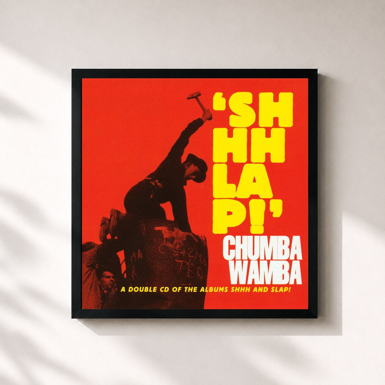 #noir Tableau carré de l'album Slap! de Chumbawamba, cadre noir 32x32 cm