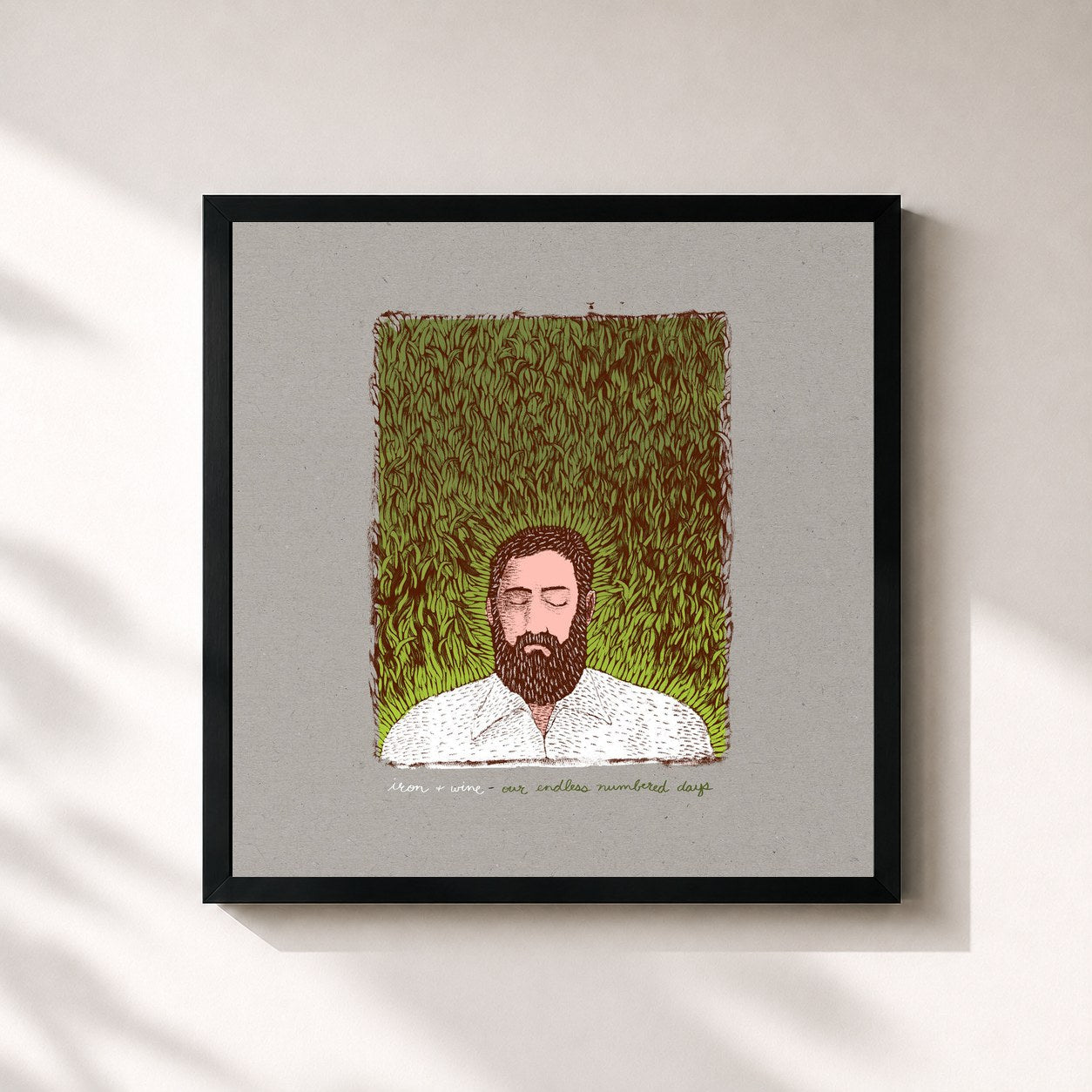 #noir Tableau carré de l'album Our Endless Numbered Days (Deluxe Edition) de Iron & Wine, cadre noir 32x32 cm