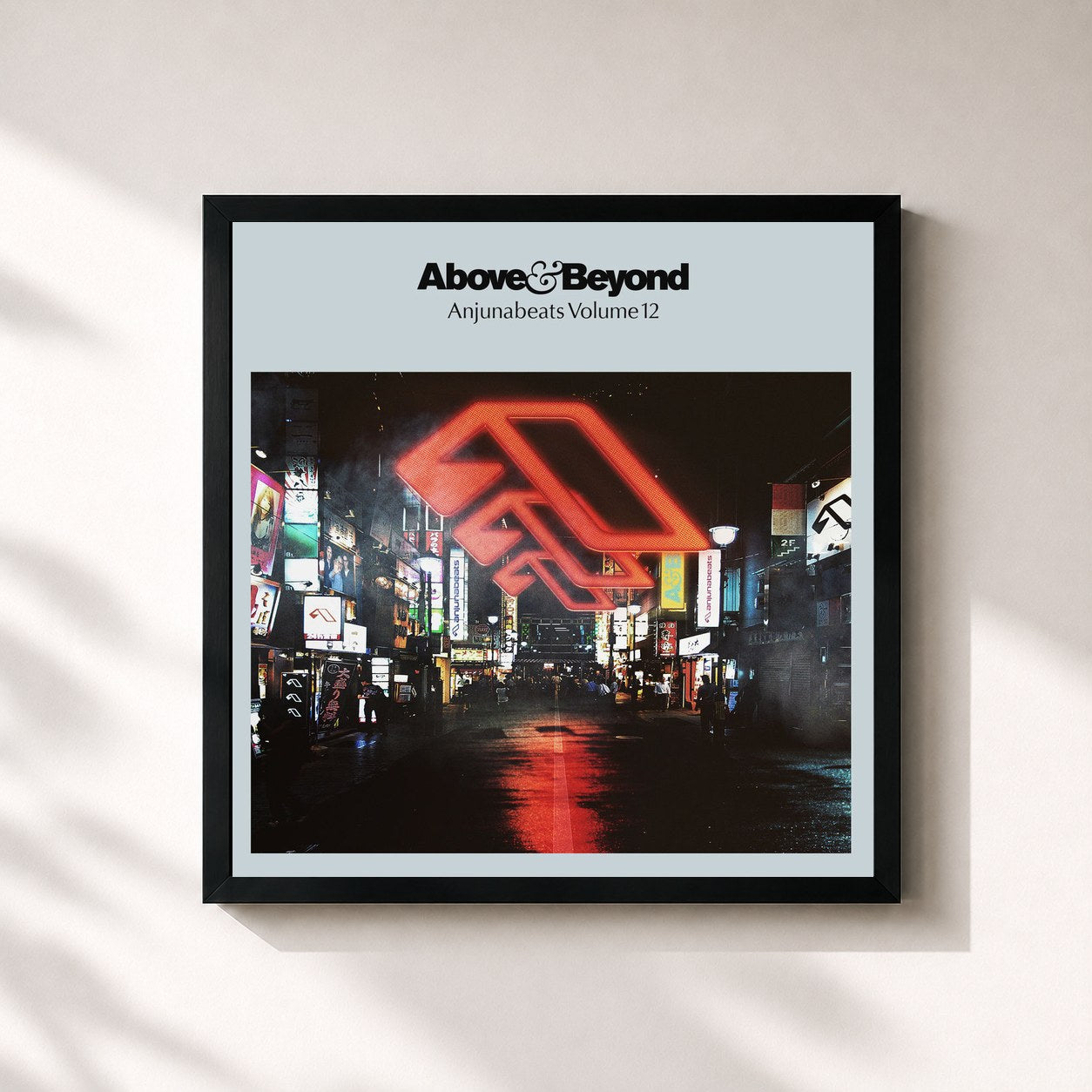 #noir Tableau carré de l'album Anjunabeats Volume 12 de Above & Beyond, cadre noir 32x32 cm
