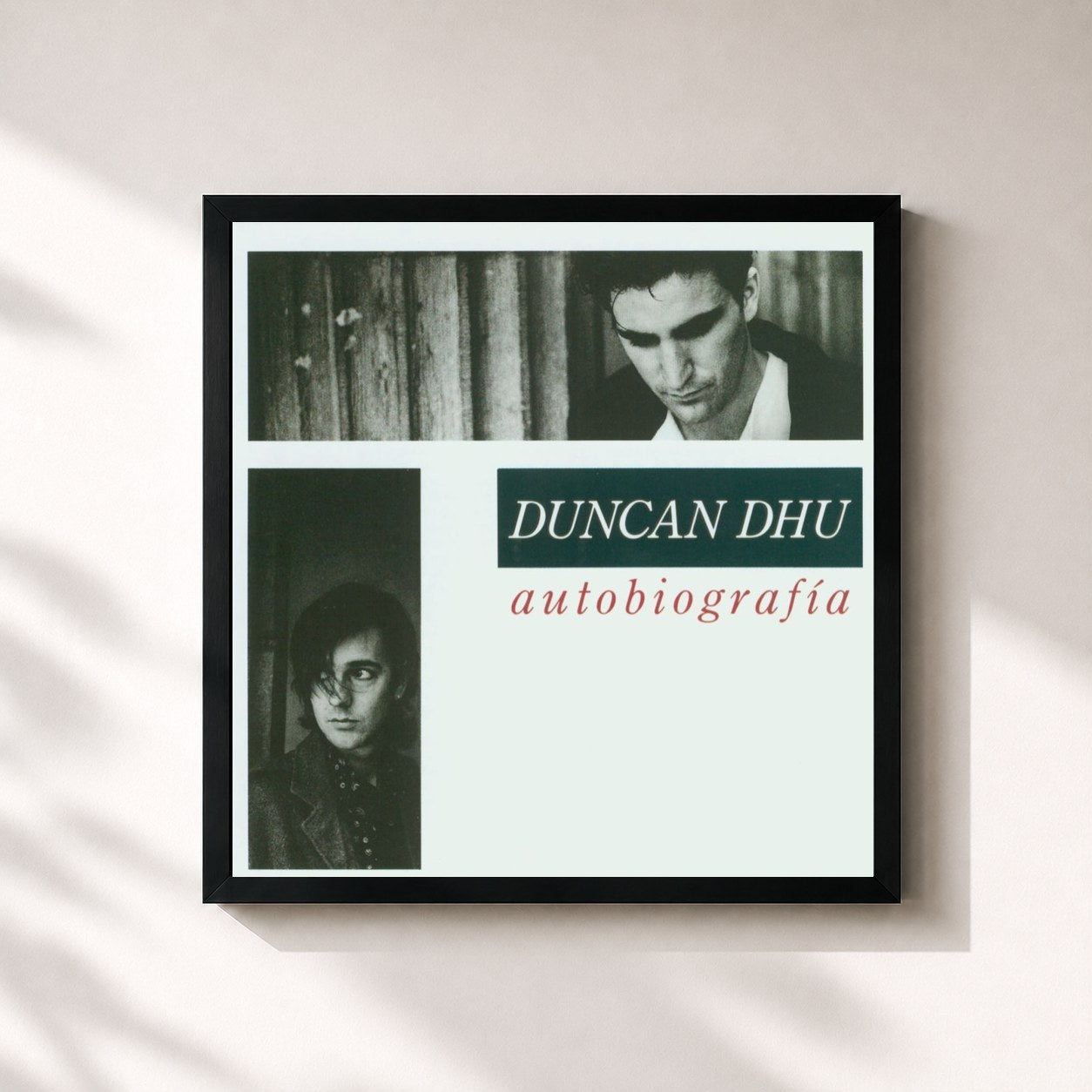 #noir Tableau carré de l'album Autobiografia de Duncan Dhu, cadre noir 32x32 cm