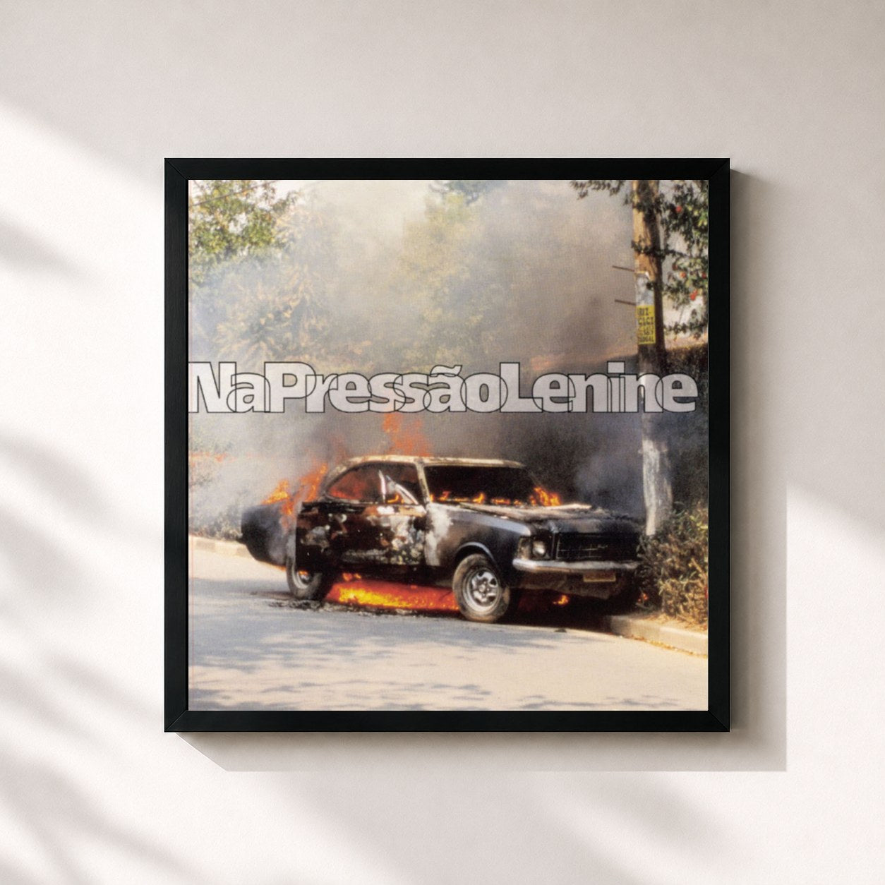 #noir Tableau carré de l'album Na Pressão de Lenine, cadre noir 32x32 cm
