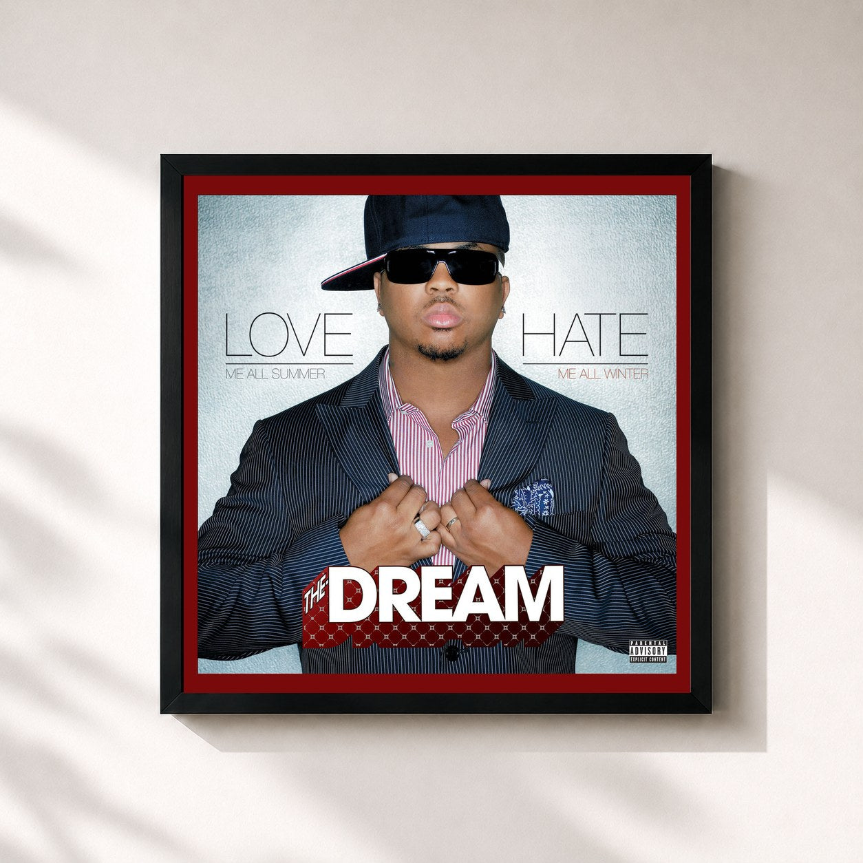 #noir Tableau carré de l'album Love/Hate (Deluxe Edition) de THE-DREAM, cadre noir 32x32 cm