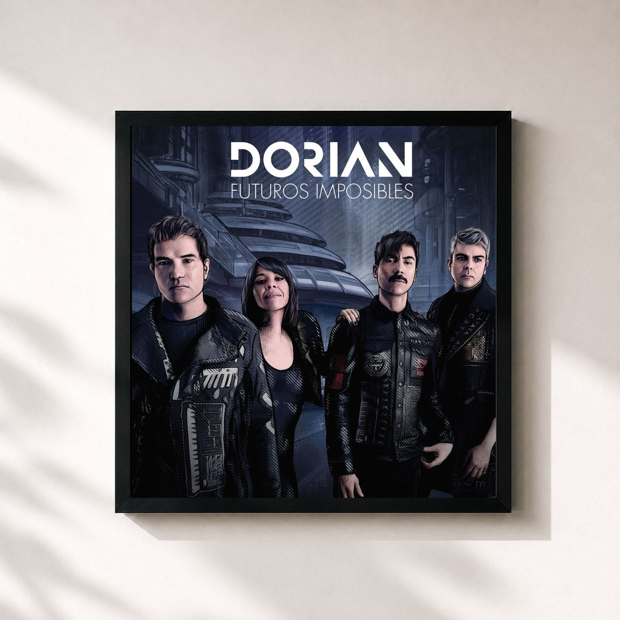 #noir Tableau carré de l'album Futuros Imposibles de Dorian, cadre noir 32x32 cm