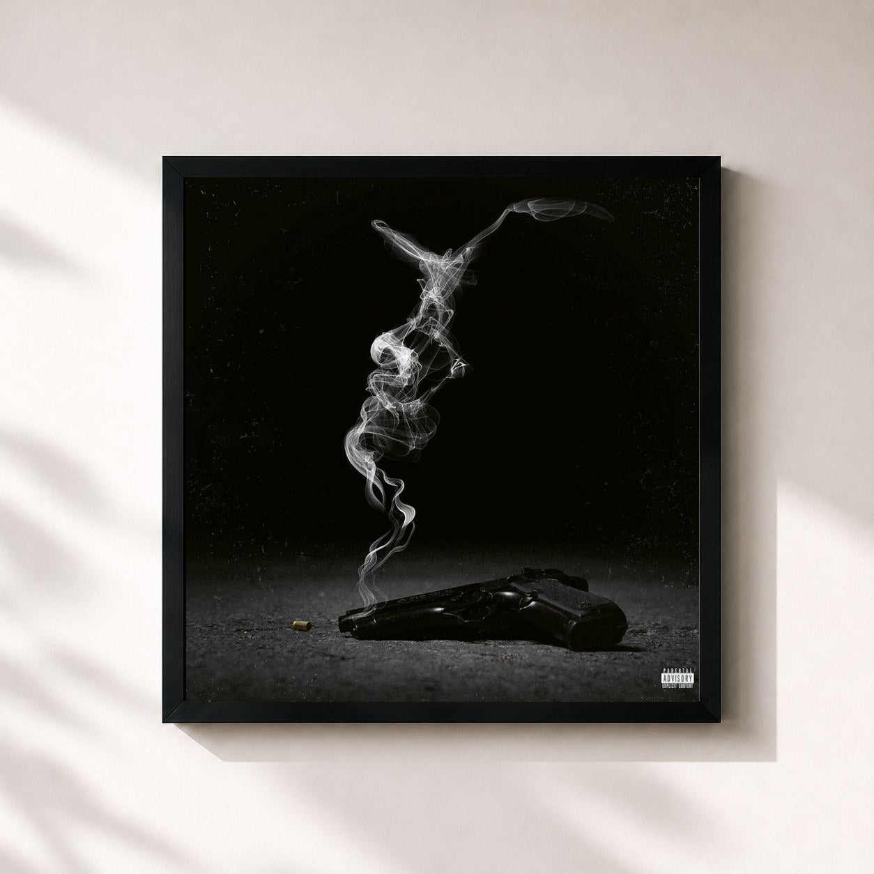 #noir Tableau carré de l'album Ferro del mestiere de Jake La Furia, cadre noir 32x32 cm