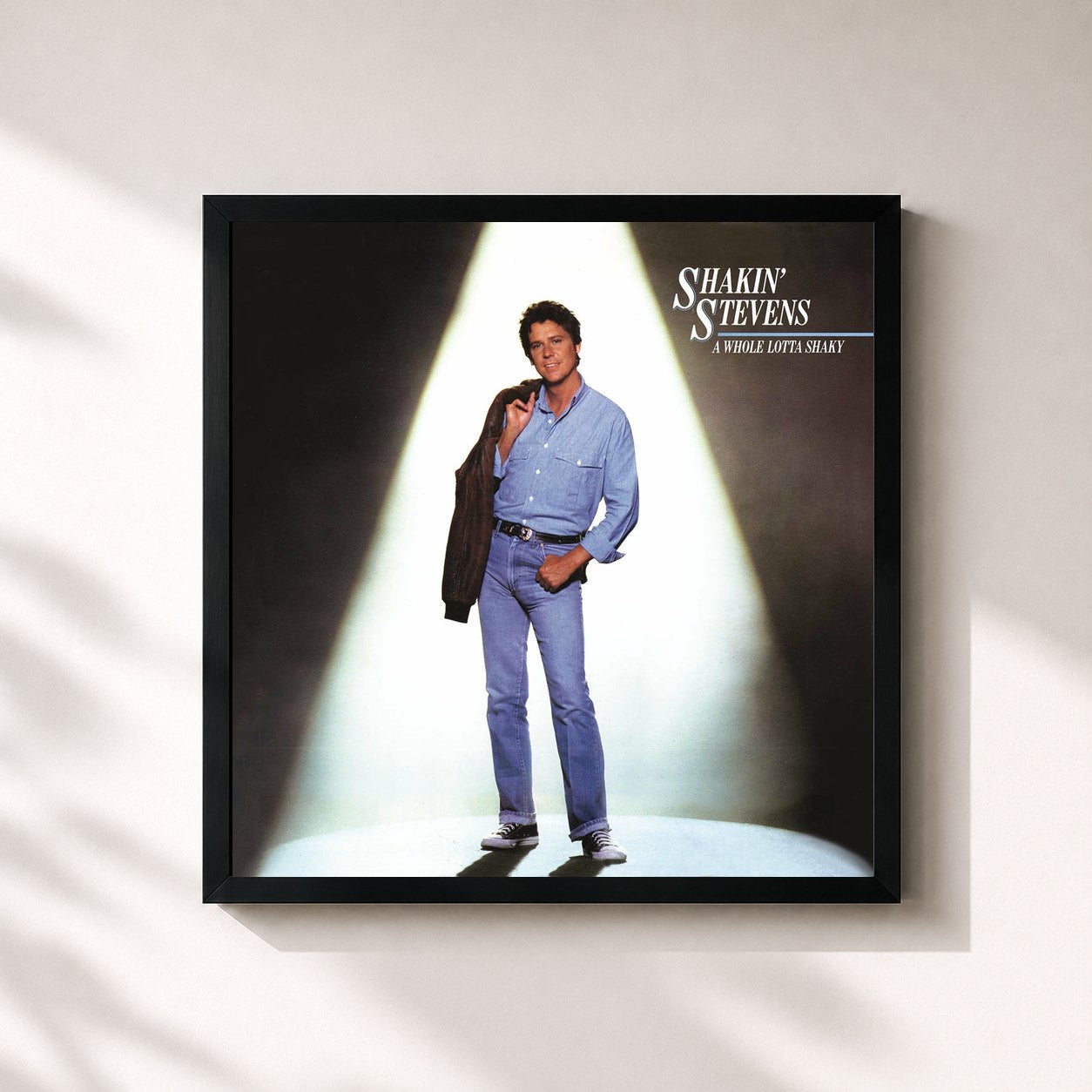 #noir Tableau carré de l'album A Whole Lotta Shaky de Shakin' Stevens, cadre noir 32x32 cm