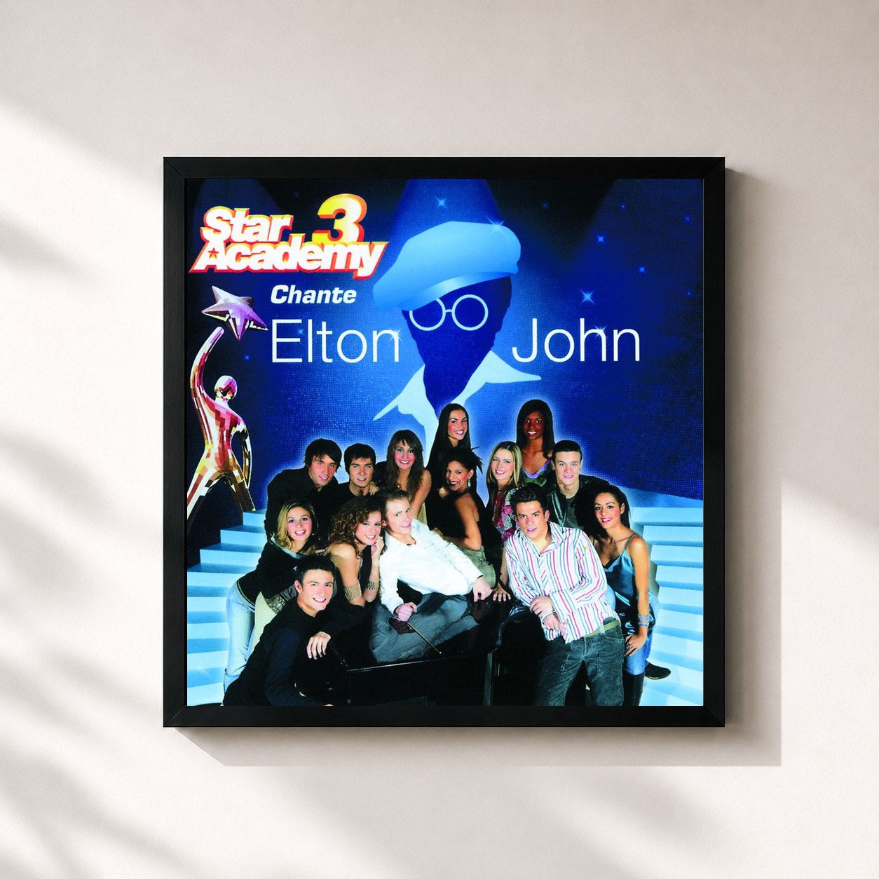 #noir Tableau carré de l'album Tribute Elton John de Star Academy, cadre noir 32x32 cm