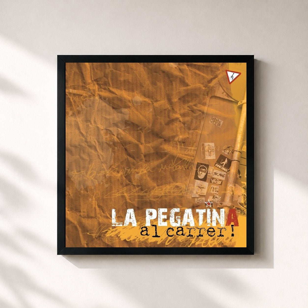 #noir Tableau carré de l'album Al Carrer! de La Pegatina, cadre noir 32x32 cm