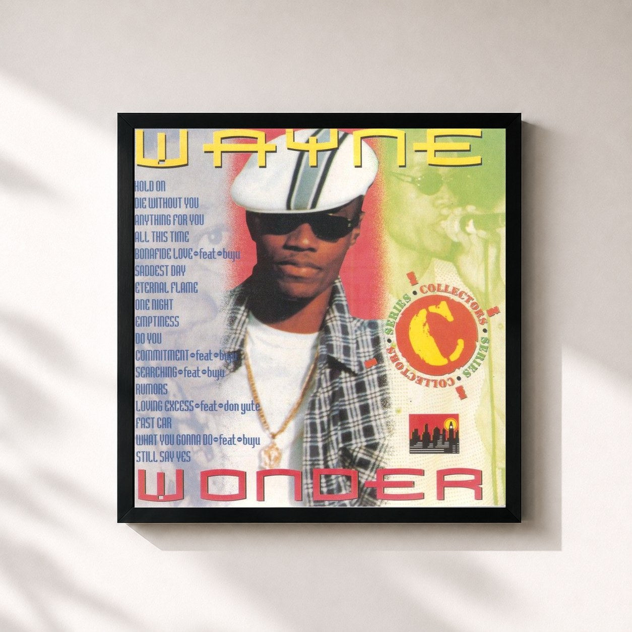 #noir Tableau carré de l'album Wanye Wonder de Wayne Wonder, cadre noir 32x32 cm