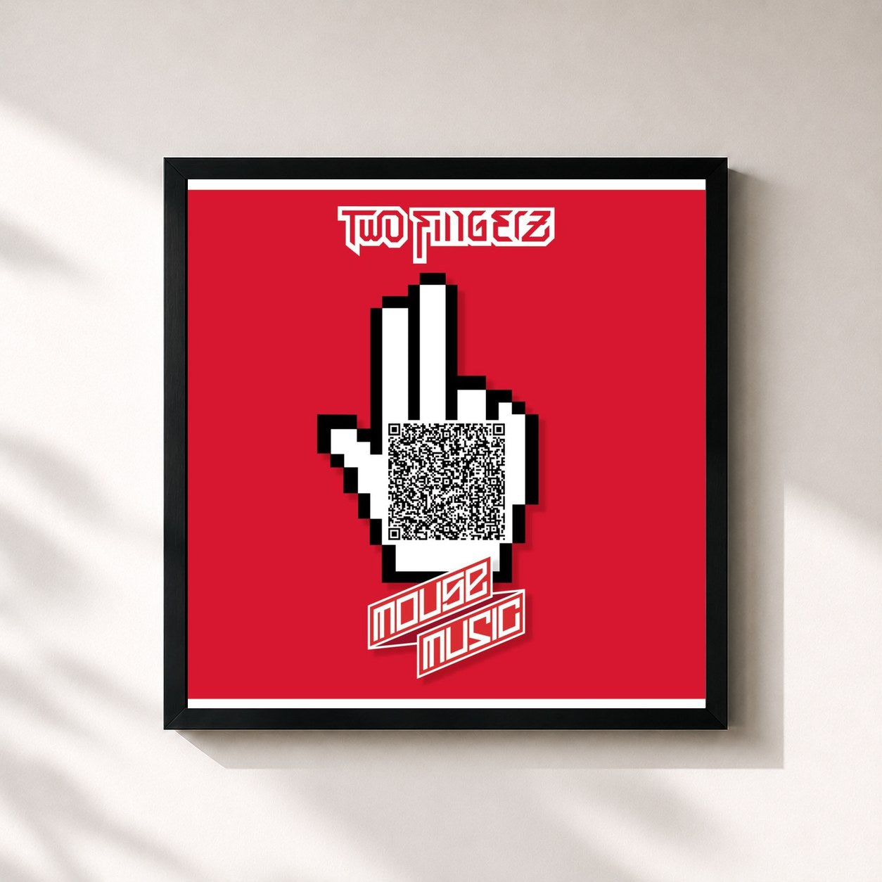 #noir Tableau carré de l'album Mouse Music de Two Fingerz, cadre noir 32x32 cm