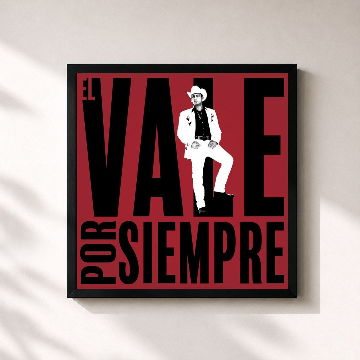 #noir Tableau carré de l'album El Vale Por Siempre de Valentin Elizalde, cadre noir 32x32 cm