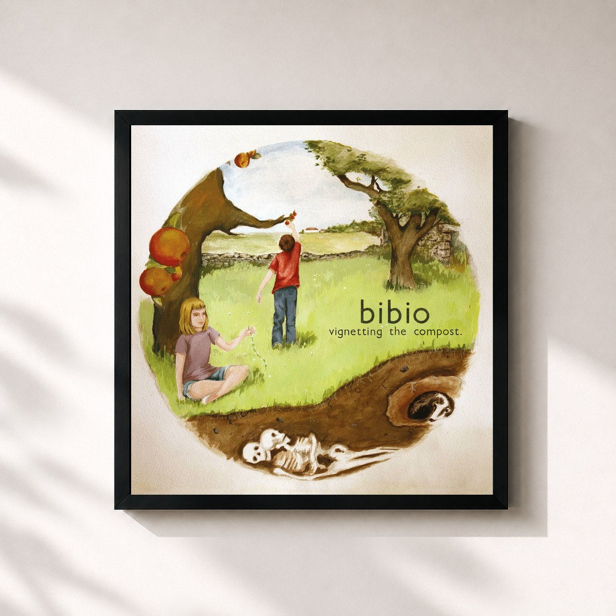 #noir Tableau carré de l'album Vignetting The Compost de Bibio, cadre noir 32x32 cm