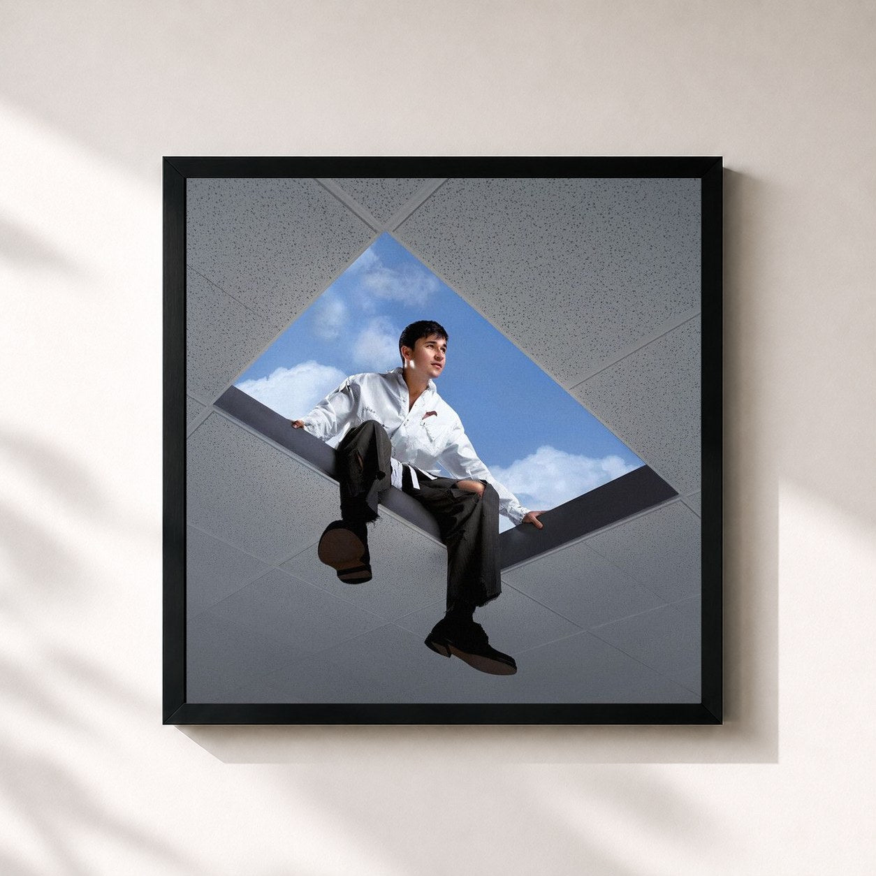#noir Tableau carré de l'album CTRL ESCAPE de John Summit, cadre noir 32x32 cm