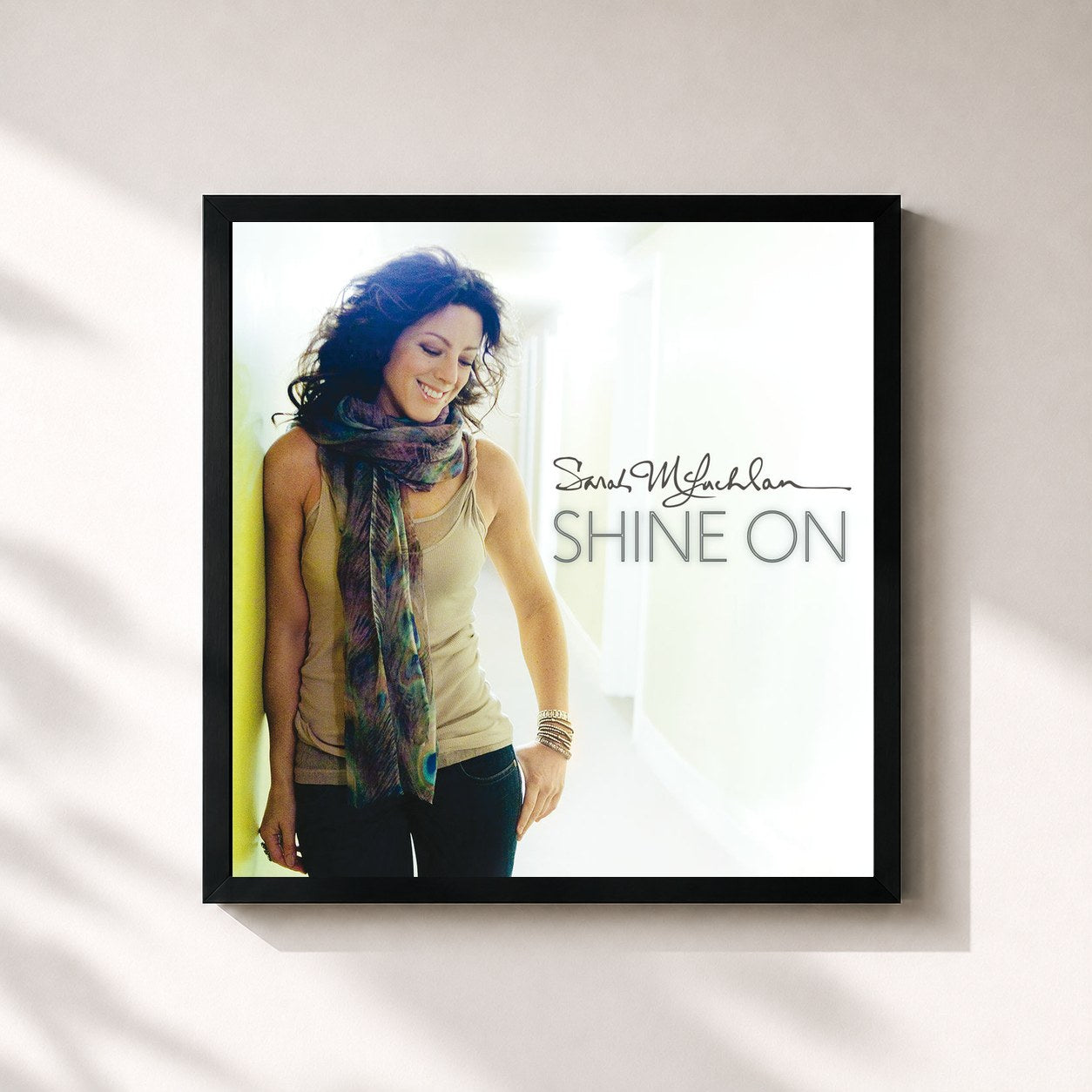 #noir Tableau carré de l'album Shine On de Sarah McLachlan, cadre noir 32x32 cm