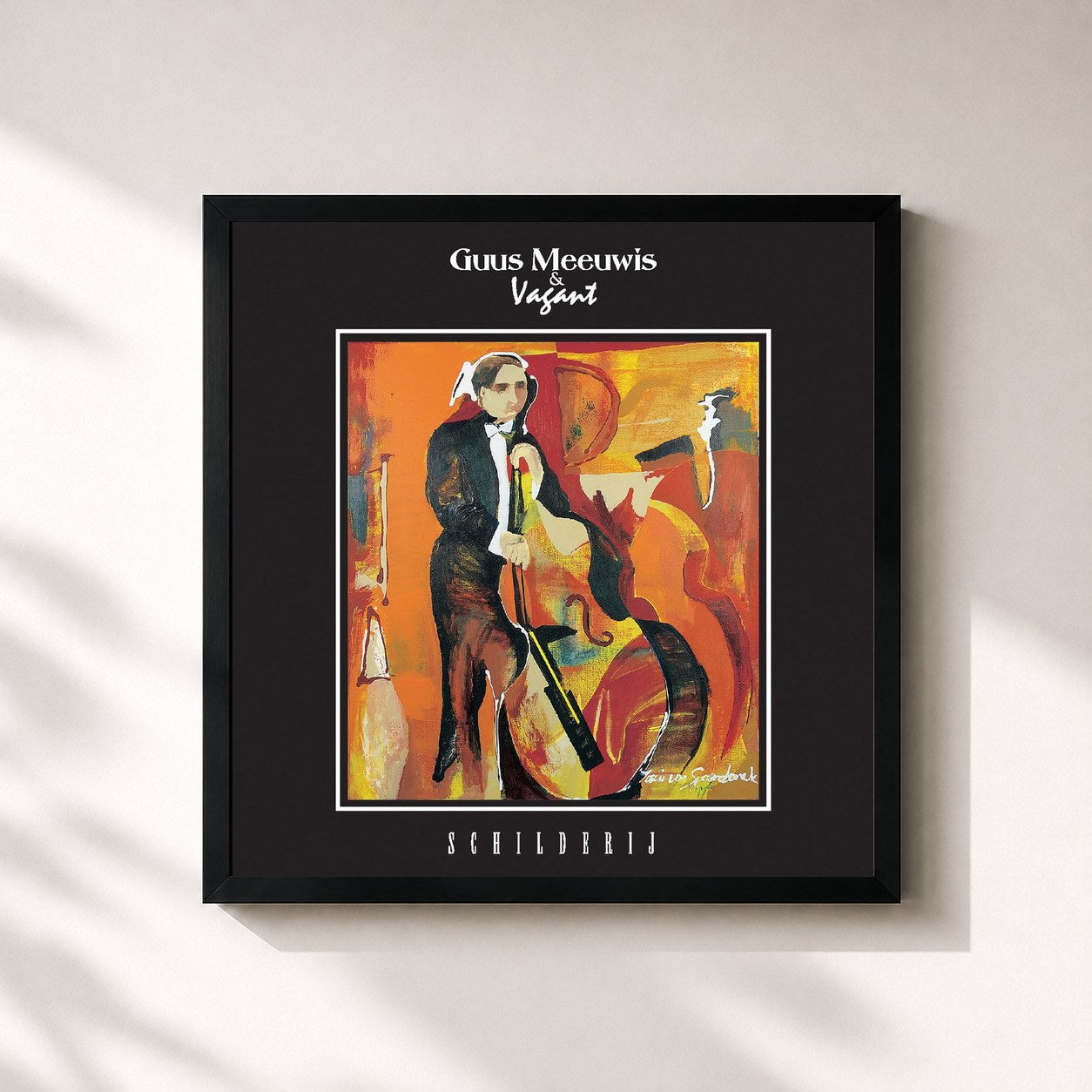 #noir Tableau carré de l'album Schilderij de Guus Meeuwis, cadre noir 32x32 cm
