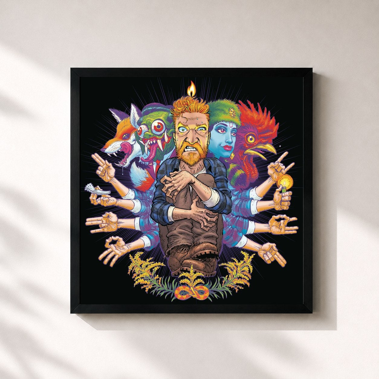 #noir Tableau carré de l'album Country Squire de Tyler Childers, cadre noir 32x32 cm