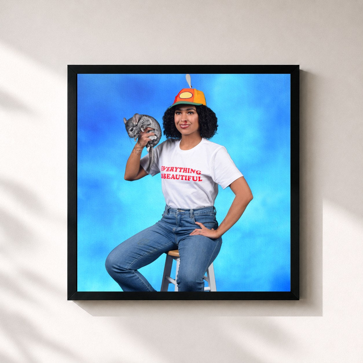 #noir Tableau carré de l'album Everything is Beautiful de Princess Nokia, cadre noir 32x32 cm