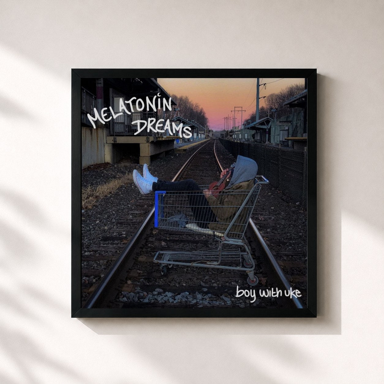 #noir Tableau carré de l'album Melatonin Dreams de BoyWithUke, cadre noir 32x32 cm
