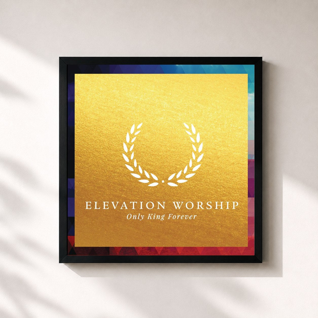 #noir Tableau carré de l'album Only King Forever de Elevation Worship, cadre noir 32x32 cm