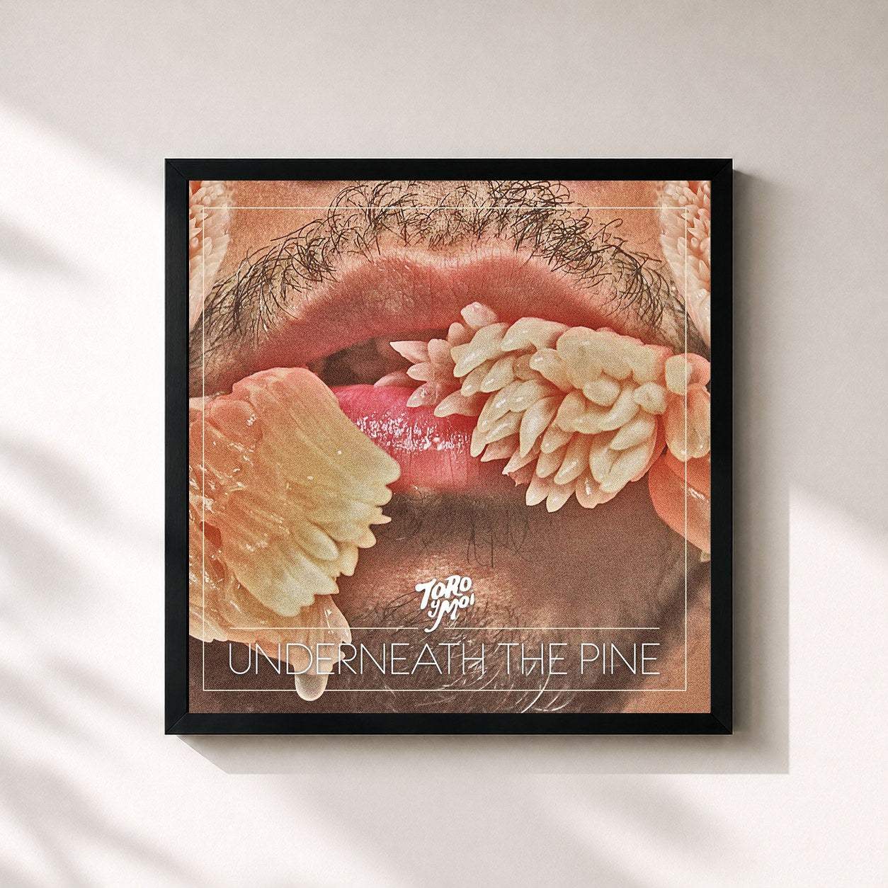 #noir Tableau carré de l'album Underneath The Pine de Toro Y Moi, cadre noir 32x32 cm