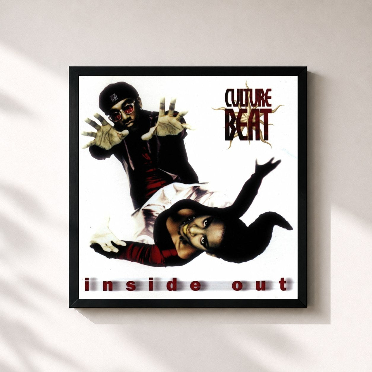 #noir Tableau carré de l'album Inside Out de Culture Beat, cadre noir 32x32 cm