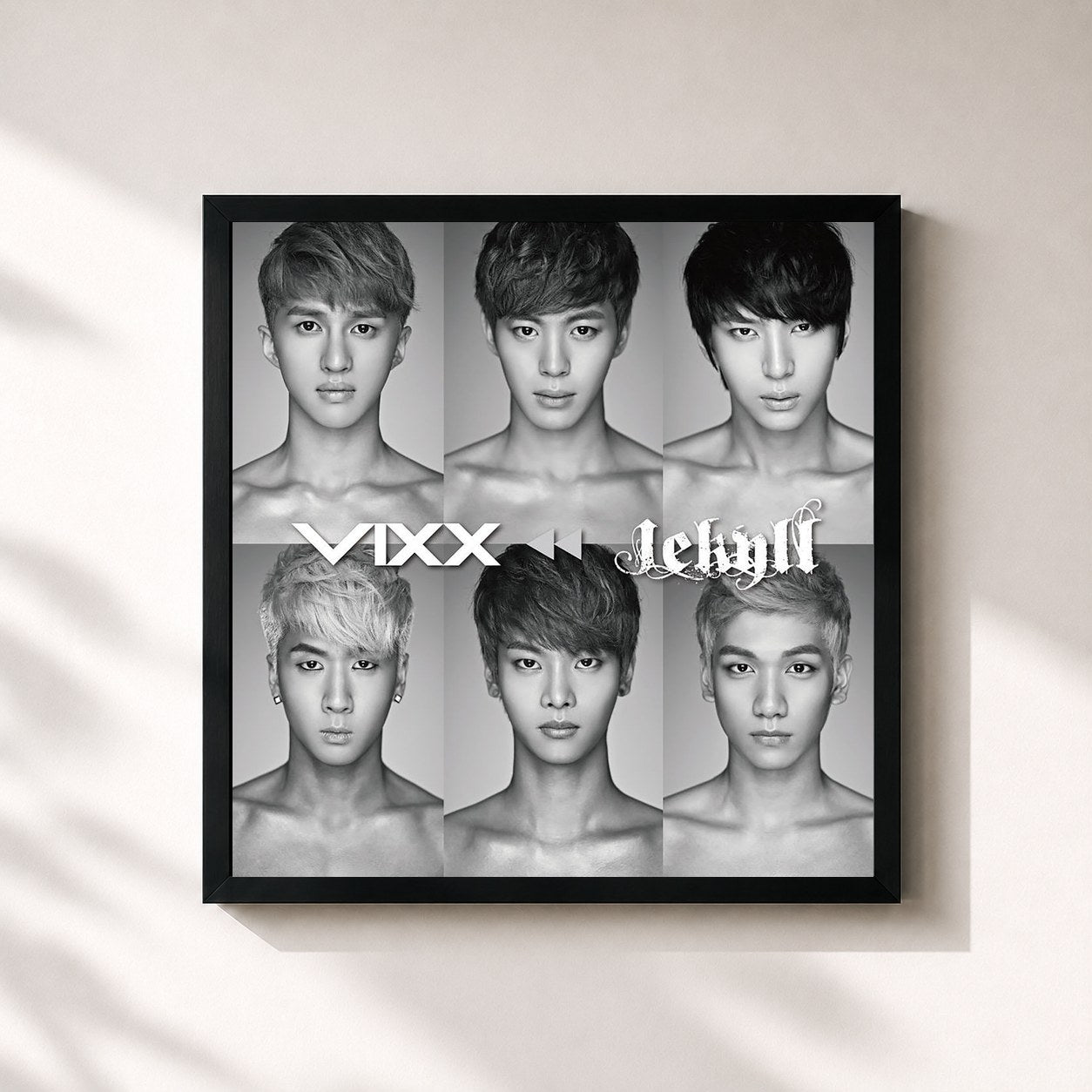 #noir Tableau carré de l'album Jekyll de VIXX, cadre noir 32x32 cm