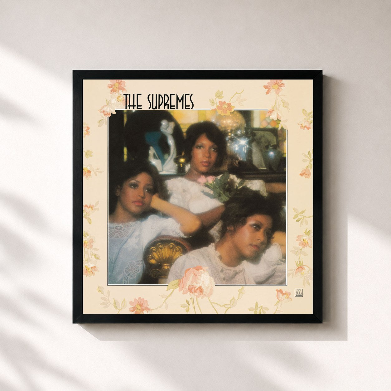 #noir Tableau carré de l'album The Supremes de The Supremes, cadre noir 32x32 cm